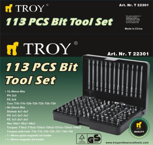 Комплект битове 113 части / TROY 22301 / 3
