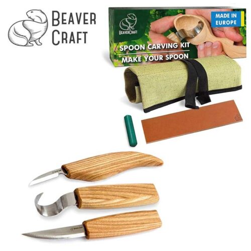 Комплект инструменти за дърворезба 3 ножа и аксесоари / BeaverCraft S13 / 1