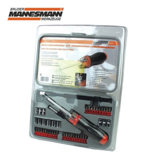 Комплект накрайници и ръкохватка с фенерче, 51 бр / MANNESMANN 29820 / 1