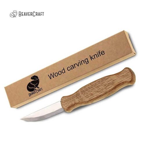 Нож за дърворезба с дървена дръжка 200/80 мм / BeaverCraft C4 / 5