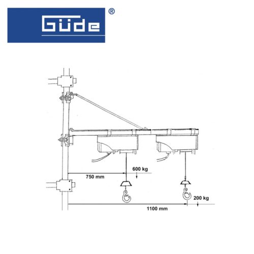 Подвижна стойка за електрическа лебедка 100-600 кг. / GUDE 1715 / 3