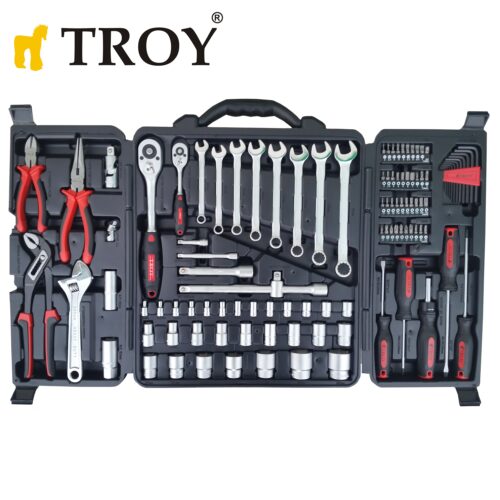 Професионален комплект ръчни инструменти в куфар, гедоре 110 части / Troy 21910 / 2