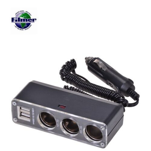 Разклонител за запалка с 3 гнезда и 2 USB 1