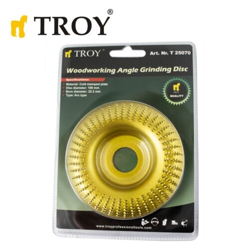 Диск за дърво - за ъглошлайф / Диск за шлайфане на дърво / Troy 25070 / 100 мм - овал - тороид 1