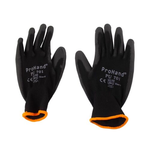 Работни ръкавици - с покритие от нитрил / PROHAND PU 701 13G / черни, размер 8 1