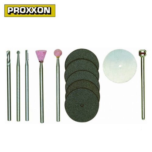 Комплект свредла, режещи дискове, полиращи дискове и абразивни накрайници 13 части / Proxxon 28910 / 1