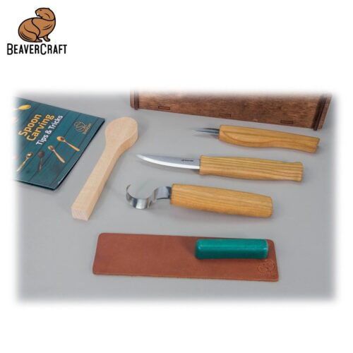 Kомплект ножове за дърворезба със заготовка лъжица в кутия / BeaverCraft S13box / 3