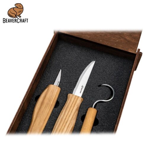 Kомплект ножове за дърворезба със заготовка лъжица в кутия / BeaverCraft S13box / 4