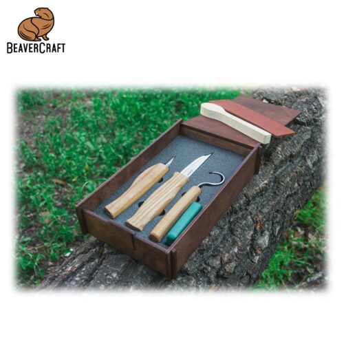 Kомплект ножове за дърворезба със заготовка лъжица в кутия / BeaverCraft S13box / 5