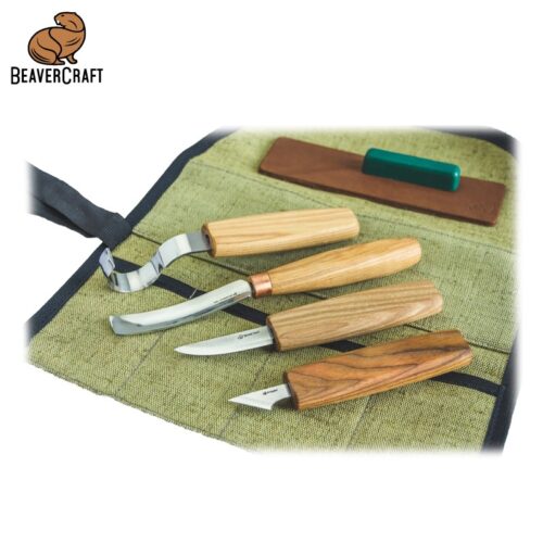 Комплект ножове за изработка на лъжици в брезентов калъф / BeaverCraft S49 / 4