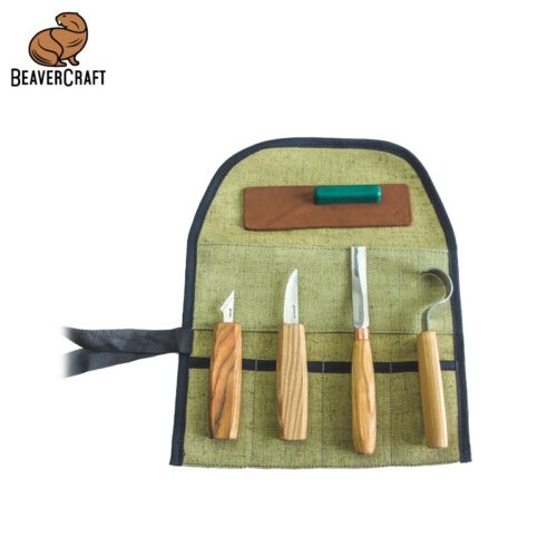 Комплект ножове за изработка на лъжици в брезентов калъф / BeaverCraft S49 / 1