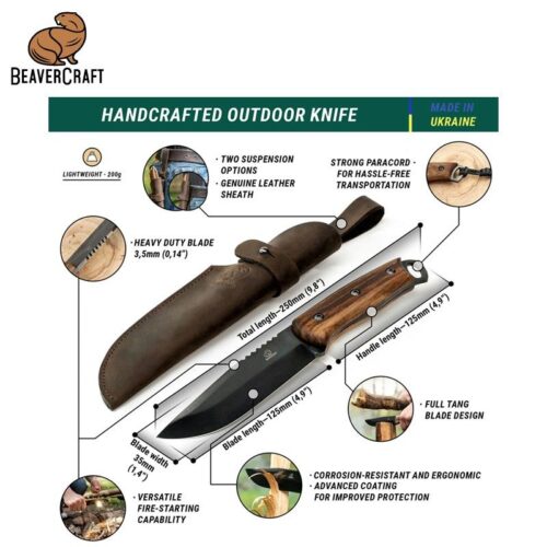 Ловджийски нож / Ловен нож / Риболовен нож / Нож за къмпинг / BeaverCraft BSH4 / 2