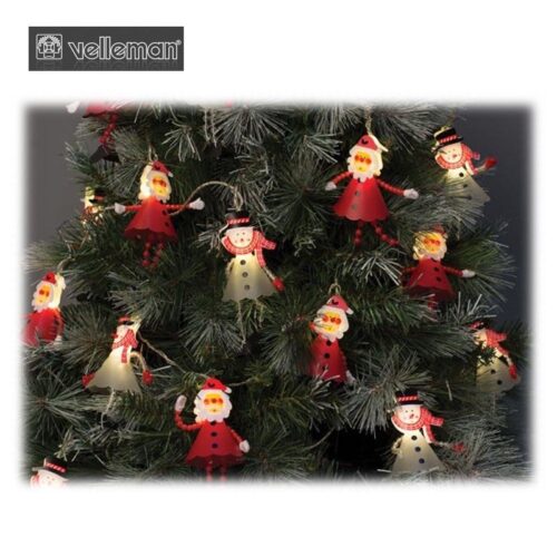 Светещи играчки - верига 10 м, Дядо Коледа и снежен човек. Бели лампички / Velleman ORL-10-SANTA-24V-UW / 1