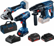Bosch Акумулаторен комплект Перфоратор GBH 180 + Винтоверт GSR 180 + Ъглошлайф GWS 180 + 3 Батерии и зарядно в чанта / 0601000002 /