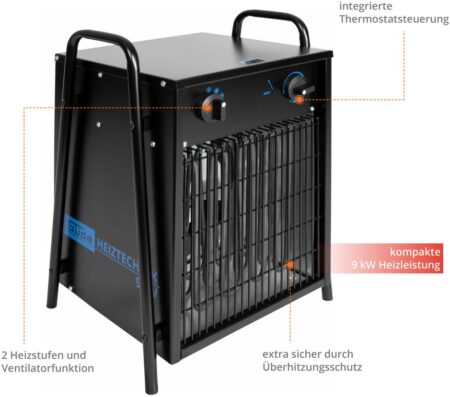 Трифазен електрически калорифер, 9 kW, GUDE GH 9 EV / 85013 / 2