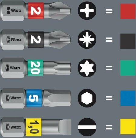Битове комплект с къса отвертка Kompakt Stubby 1 6
