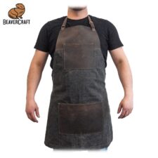 Брезентова престилка с кожен кожени ремъци и джобове  / BeaverCraft AP4 /