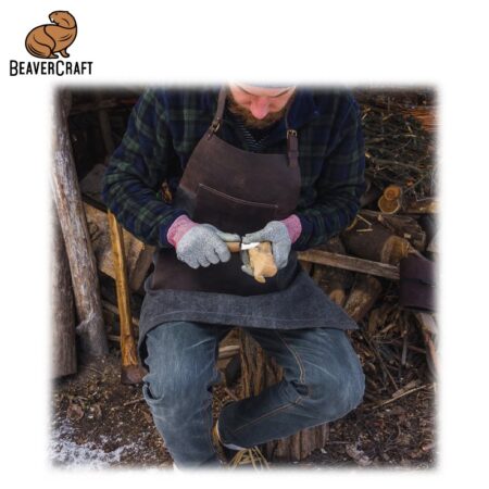 Брезентова престилка с кожен кожени ремъци и джобове / BeaverCraft AP4 / 7
