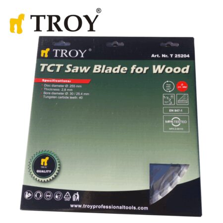 Циркулярен диск / Диск за циркуляр за дърво 40 зъба 255 мм / Troy 25204 / 3