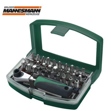 Комплект тресчотка с накрайници 32 части / MANNESMANN 29705 / 1