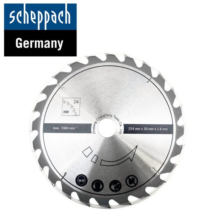 Диск за циркуляр 254мм, 24 зъба / Scheppach 3901203703 / 1