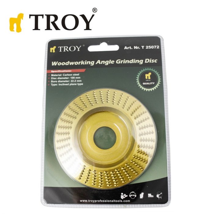 Диск за дърво - за ъглошлайф / Диск за шлайфане на дърво / Troy 25072 / 100 мм - коничен / тртапецовиден 2