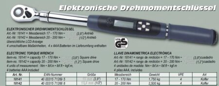 Дигитален динамометричен ключ (20-200Nm) 1/2“ / M 18142 / 2