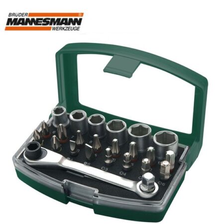 Комплект тресчотка с накрайници 24бр / MANNESMANN 29700 / 1