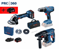Bosch GWS 180 125mm Акумулаторен ъглошлайф 2x4.0 Ah + Перфоратор GBH 180 + Винтоверт GSB 18V-21 + Чанта / 06019H9021GBH+GSB /