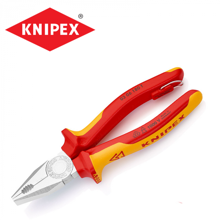 Комбинирани клещи 180 мм / KNIPEX 0306180 T / с тока на закрепване 1
