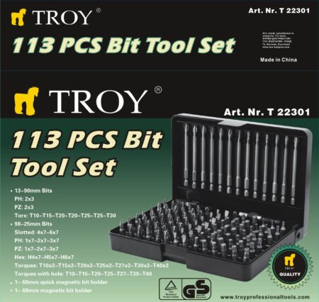 Комплект битове 113 части / TROY 22301 / 2