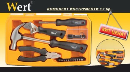 Комплект инструменти в пластмасово куфарче, 17 части / Wert 2191 / 3