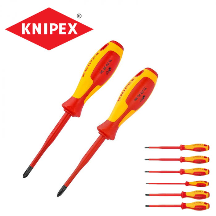 Комплект изолирани отвертки 6 части / KNIPEX 002012 V03 / PH/PZ 2
