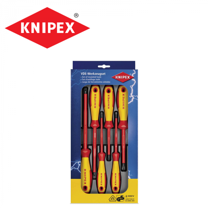 Комплект изолирани отвертки 6 части / KNIPEX 002012 V03 / PH/PZ 1