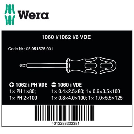 Комплект изолирани отвертки Kraftform VDE 1060 i/1062 i/6 6