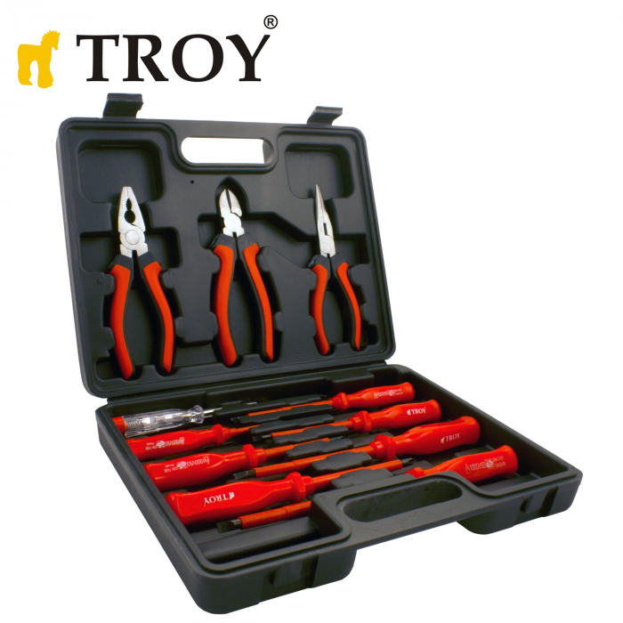 Комплект професионални клещи и изолирани отвертки, 11 части / Troy 22303 / 2