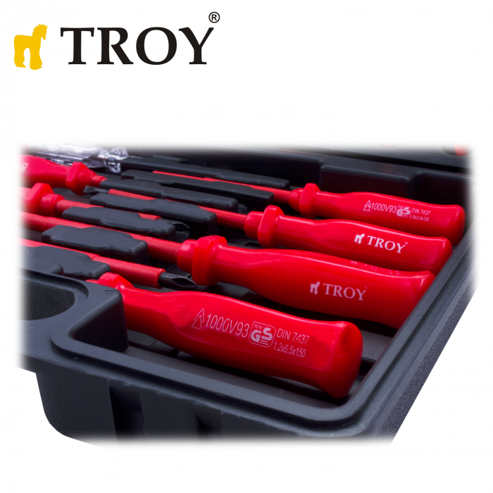 Комплект професионални клещи и изолирани отвертки, 11 части / Troy 22303 / 3