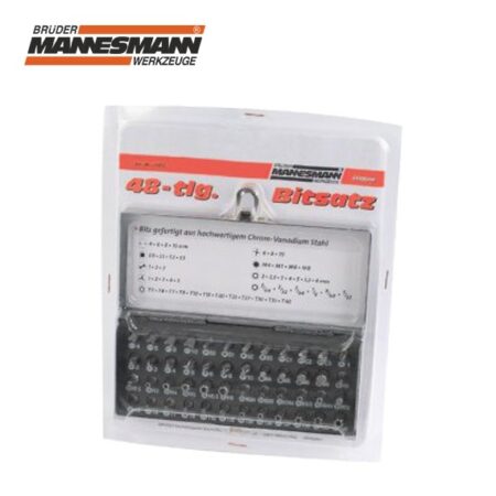 Комплект накрайници за отвертка, 48 части в метална кутия / MANNESMANN 29832 / 2