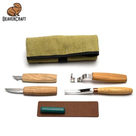 Комплект ножове за изработка на лъжици в брезентов калъф / BeaverCraft S49 / 2
