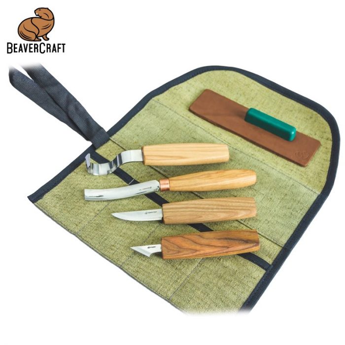 Комплект ножове за изработка на лъжици в брезентов калъф / BeaverCraft S49 / 3