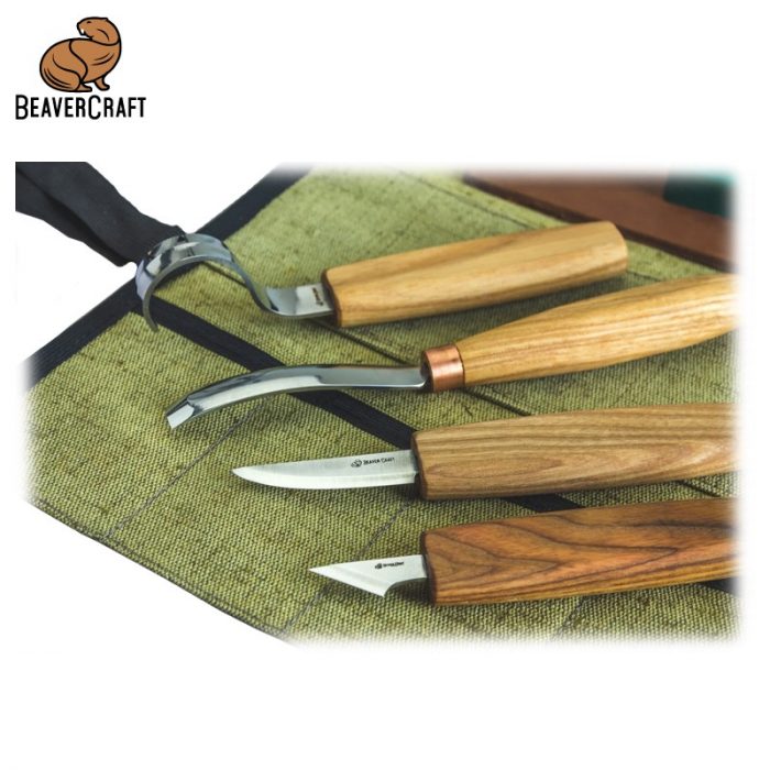 Комплект ножове за изработка на лъжици в брезентов калъф / BeaverCraft S49 / 5
