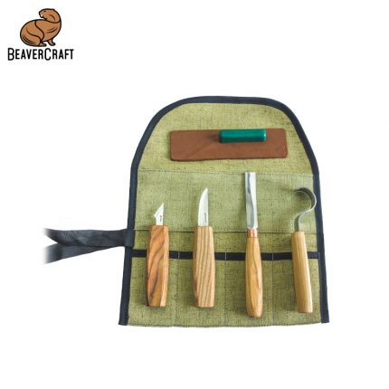 Комплект ножове за изработка на лъжици в брезентов калъф / BeaverCraft S49 /