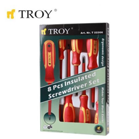 Комплект професионални изолирани отвертки, 8 броя / TROY 22306 / 2