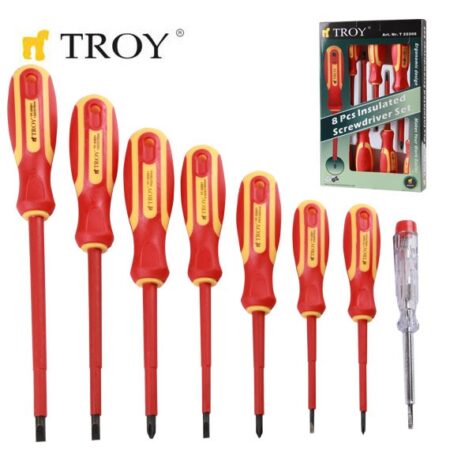 Комплект професионални изолирани отвертки, 8 броя / TROY 22306 / 1