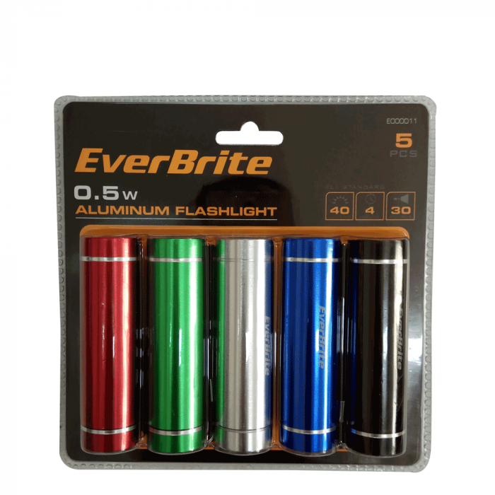 Комплект ръчни фенерчета с батерии 5 броя / EverBrite E000011 / 5