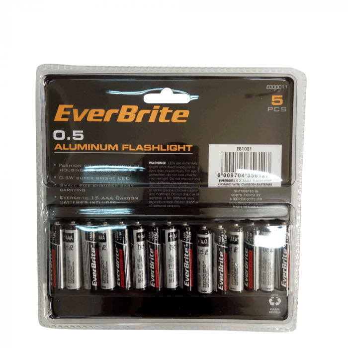 Комплект ръчни фенерчета с батерии 5 броя / EverBrite E000011 / 6