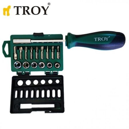 Комплект Ръкохватка с битове и вложки 16 бр. / Troy 22316 / 2