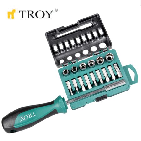 Комплект Ръкохватка с битове и вложки 16 бр. / Troy 22316 / 3
