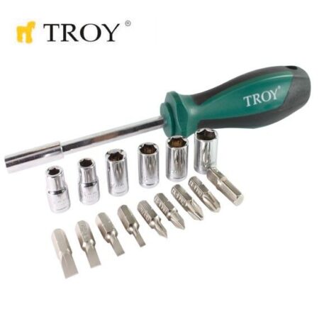 Комплект Ръкохватка с битове и вложки 16 бр. / Troy 22316 / 5