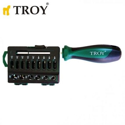 Комплект Ръкохватка с битове и вложки 16 бр. / Troy 22316 /